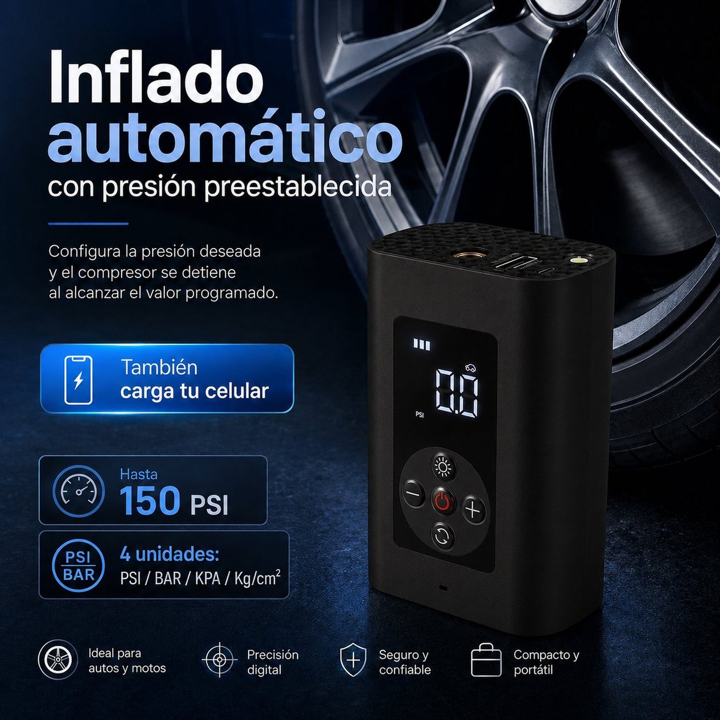 Compresor Portátil con Batería